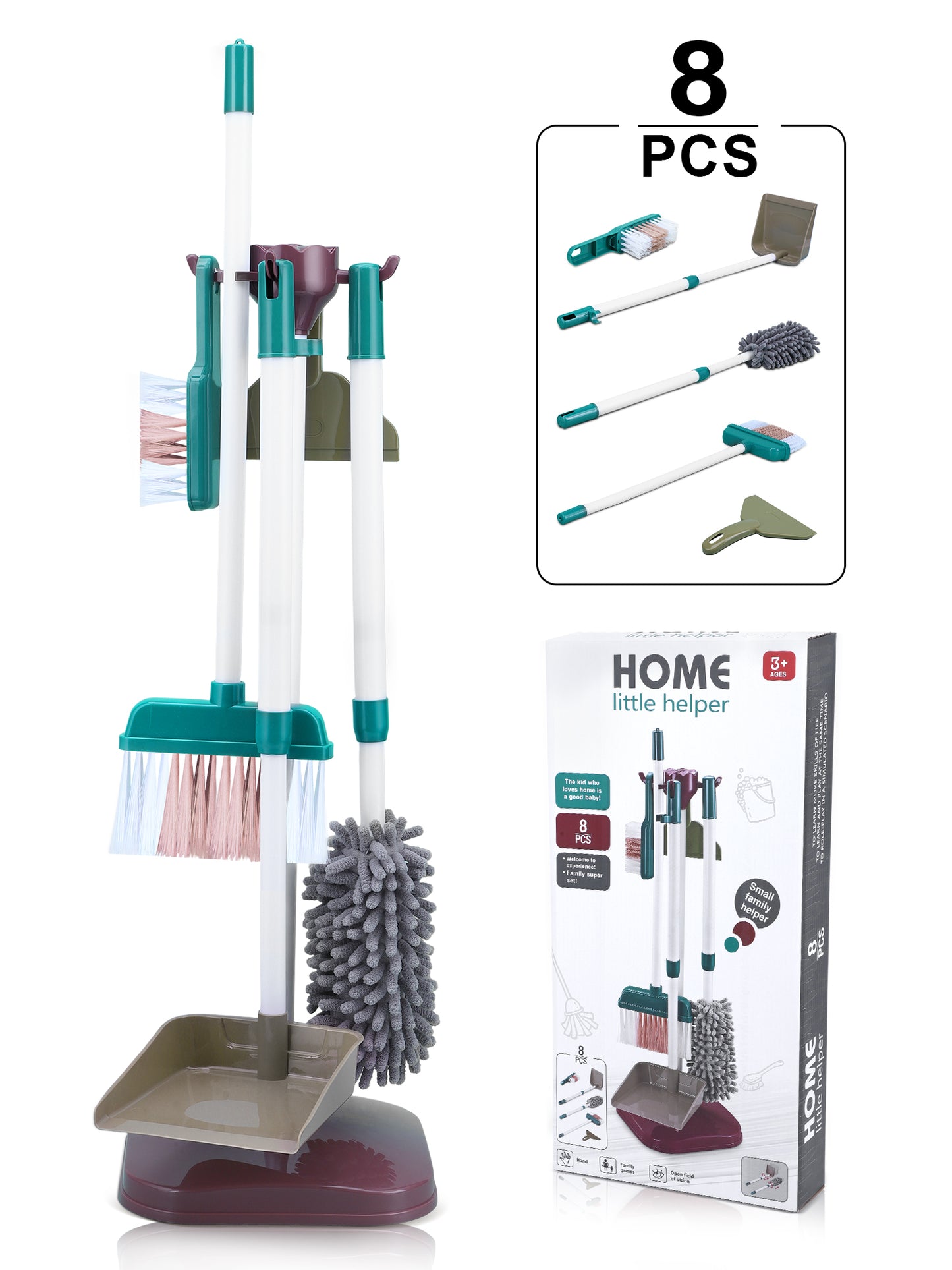 Sqnox Toddler cleaning Set, 23Pcs and 8 Pcs Kids Cleaning Set for Toddlers with Vacuum Cleaner Mop Broom and Hanging Stand, Pretend Play Household Cleaning Tools Gifts for Girls Boys Gifts