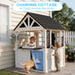 AiKidKit Kids Outdoor Playhouse, Wooden Playhouse with Play Kitchen, Working Doorbell, Bird Cage, Pet Door, Backyard Casa de CampañA Para NiñOs Country Style, Black & White