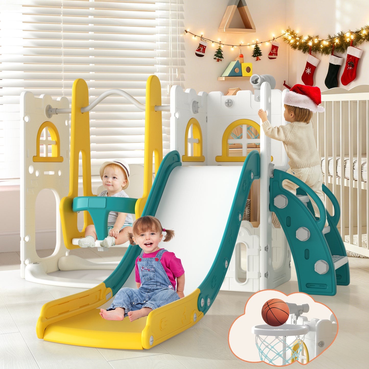 Aikidkit 6-in-1 Toddler Slide PlaySet for kids indoor/outdoor for Toddlers Aged 6-36 Months